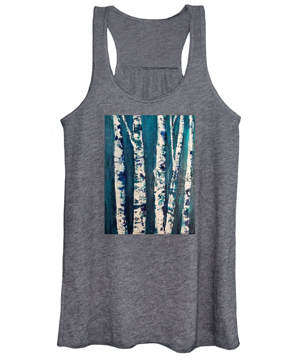 Birch Trees Women's Tank Top featuring the mixed media Stand Together by Terry Ann Morris