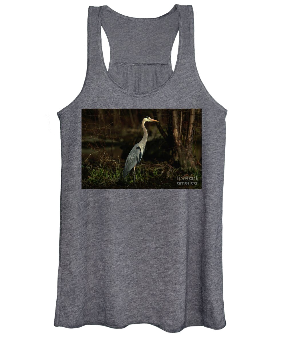 Blue Heron Women's Tank Top featuring the photograph Standing Blue Heron 2 by Sandra J's