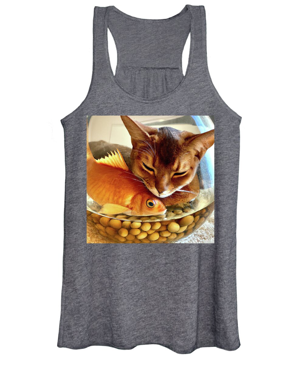 Cat Women's Tank Top featuring the digital art Star Crossed Lovers #3 by Corey Habbas with AI