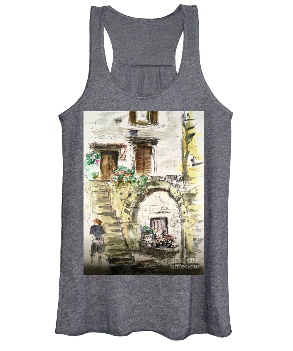 Stones Women's Tank Top featuring the drawing Steps and stones by Sonia Mocnik