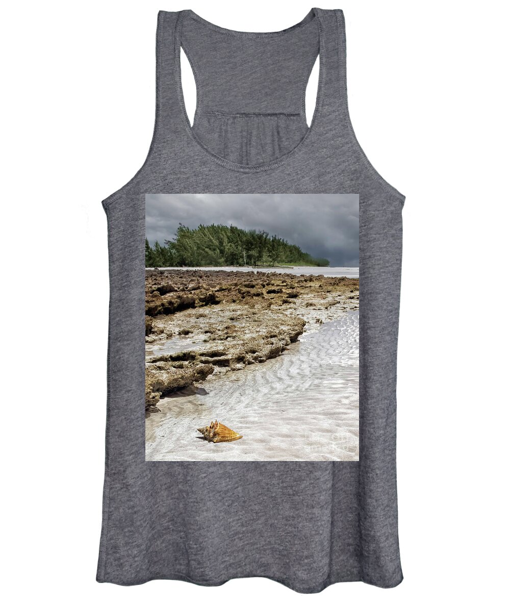 Beach Women's Tank Top featuring the photograph Storm and shell by Bobbie Turner