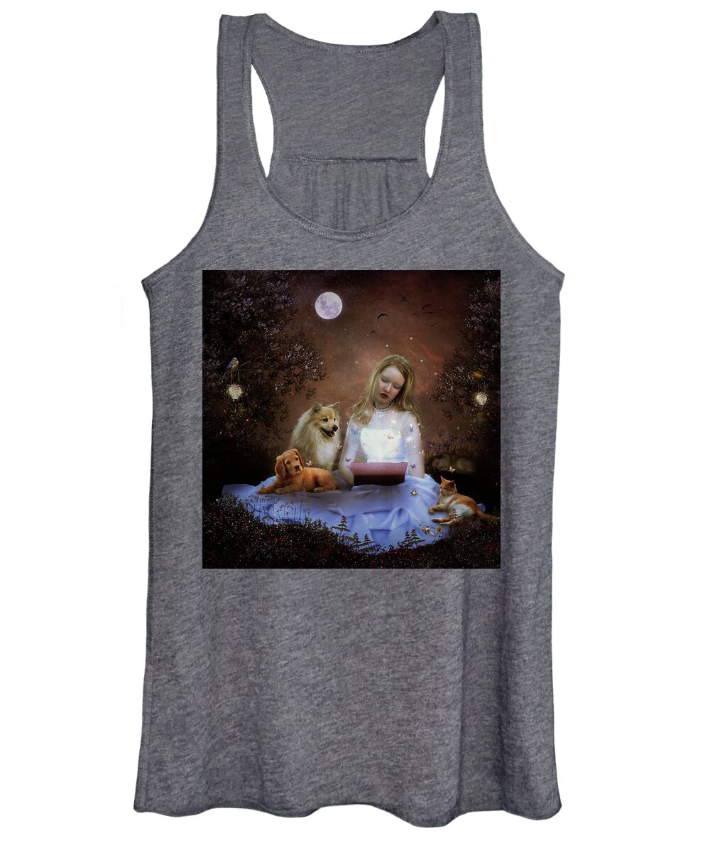 Girl Women's Tank Top featuring the digital art Story TIme by Maggy Pease