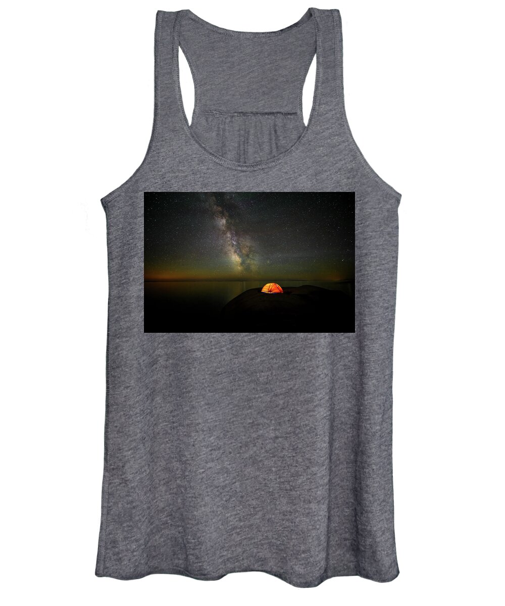 The Milky Way Women's Tank Top featuring the photograph Summer night by Henry w Liu