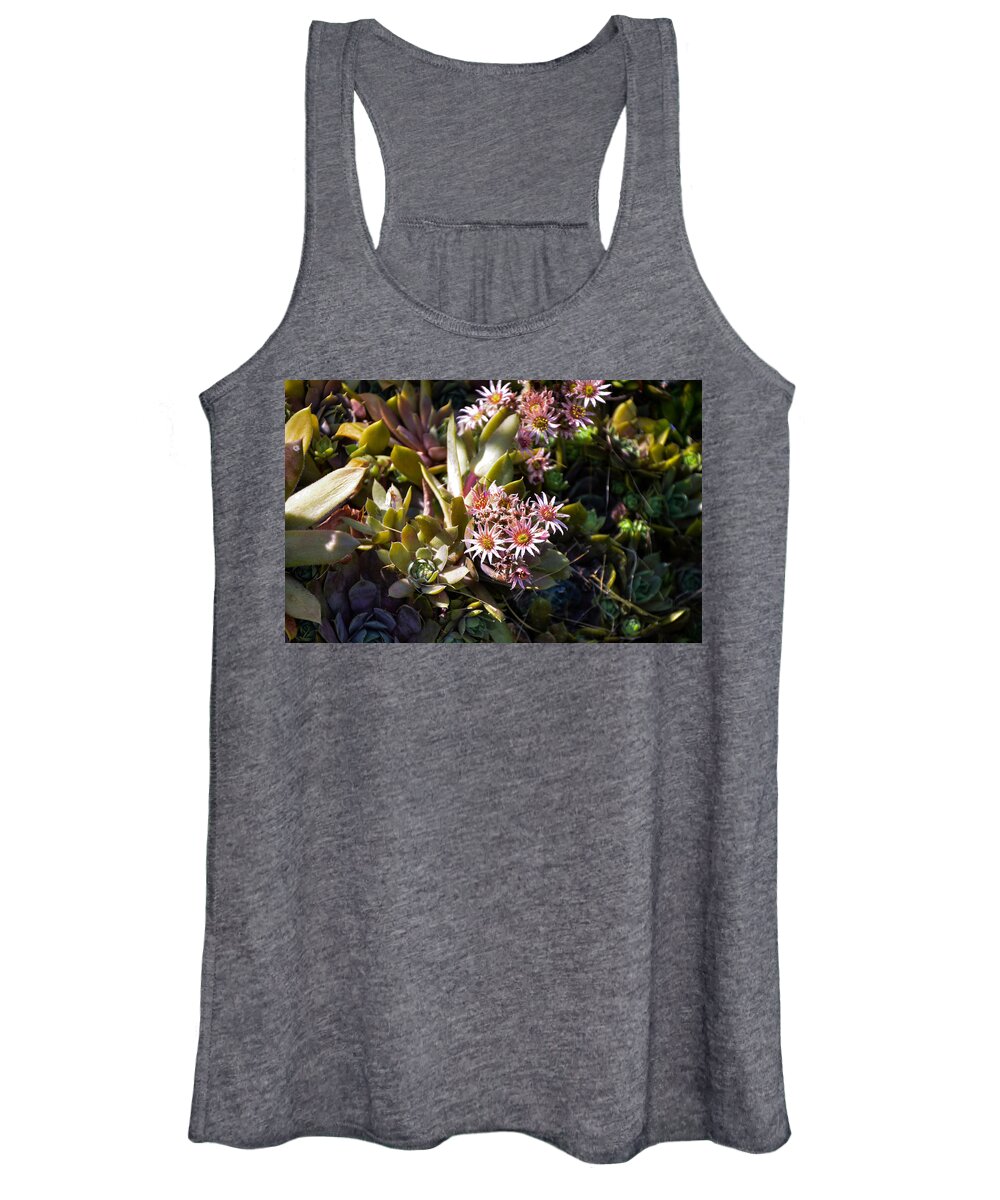 Hens And Chicks Succulents Women's Tank Top featuring the photograph Summertime Succulents by Kristin Hatt
