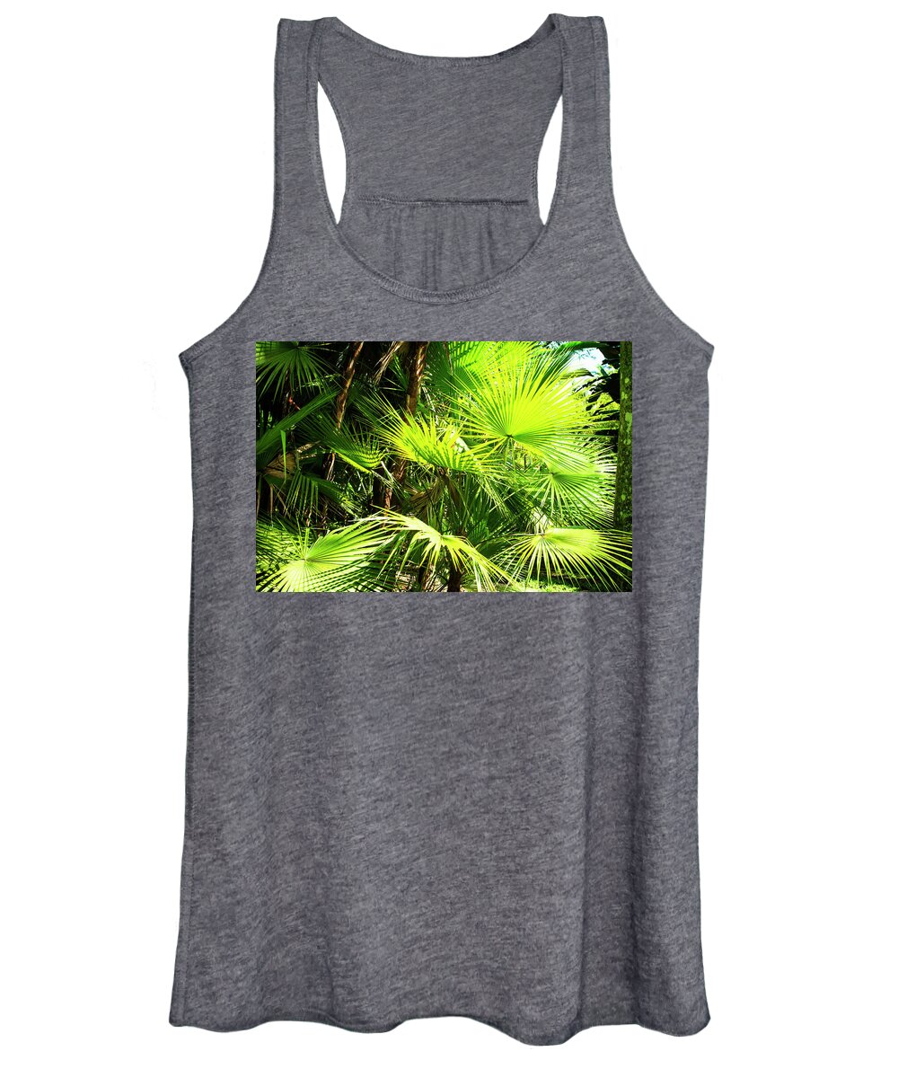 Color Women's Tank Top featuring the photograph Sunlit Palms -1 by Alan Hausenflock