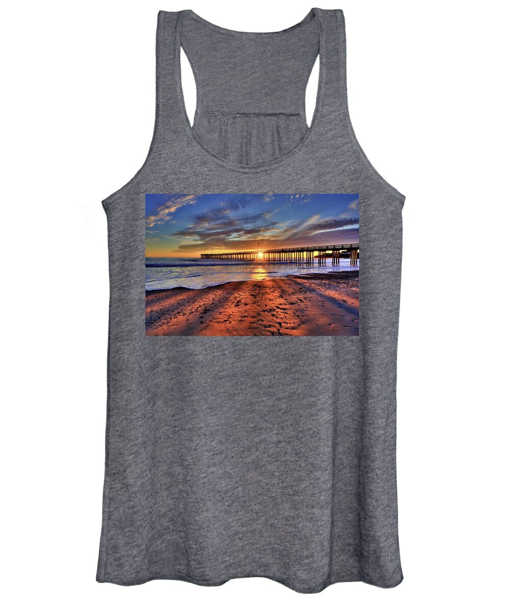 Landcape Women's Tank Top featuring the photograph Sunrays Through The Pier by Beth Sargent
