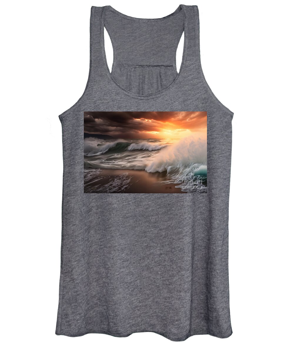 Sunrise Women's Tank Top featuring the photograph Sunrise on the Coast of Maine by Shelia Hunt