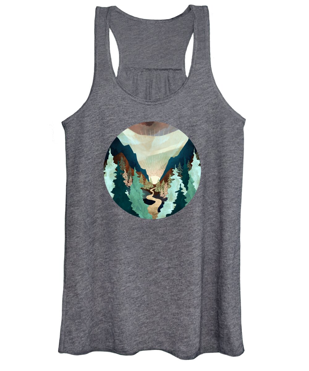 Sunrise Women's Tank Top featuring the digital art Sunrise Valley by Spacefrog Designs