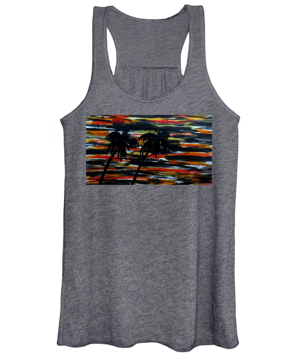 Art Women's Tank Top featuring the painting Sunset in Digha -2 by Tamal Sen Sharma