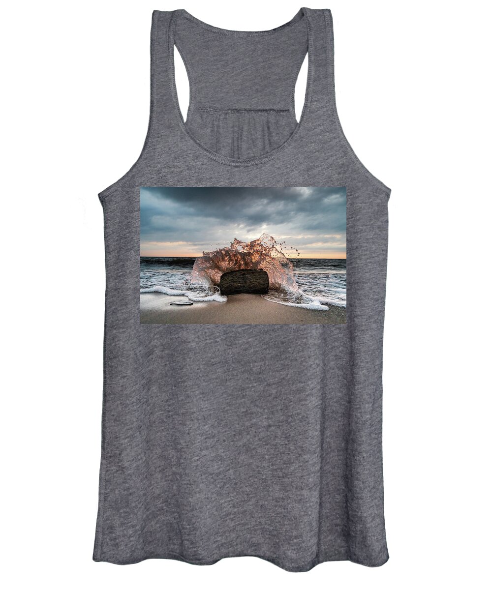 2020 Women's Tank Top featuring the photograph Sunset on the Beach A Frozen Moment by Dave Niedbala
