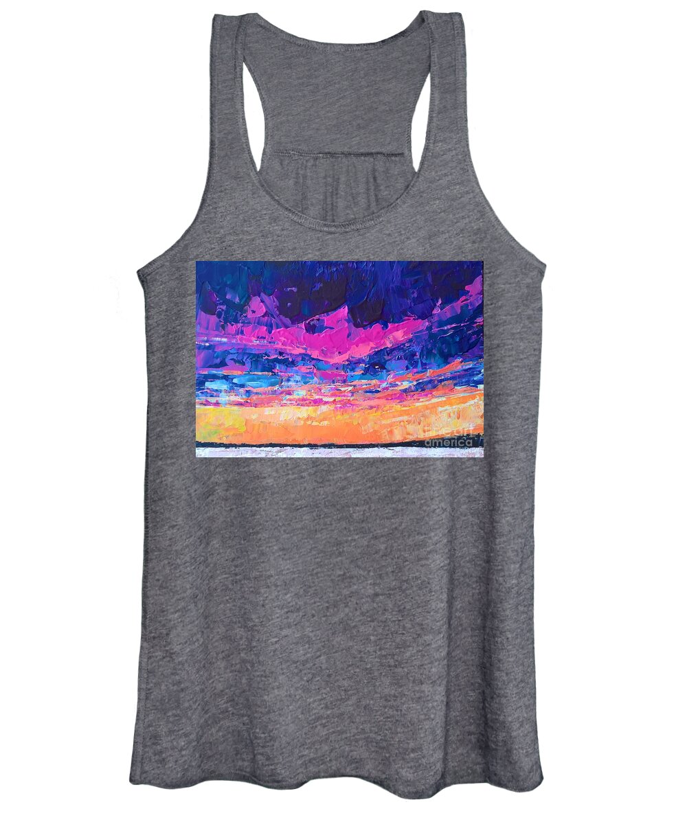 Sunset Women's Tank Top featuring the painting Sunset Surprise by Lisa Dionne