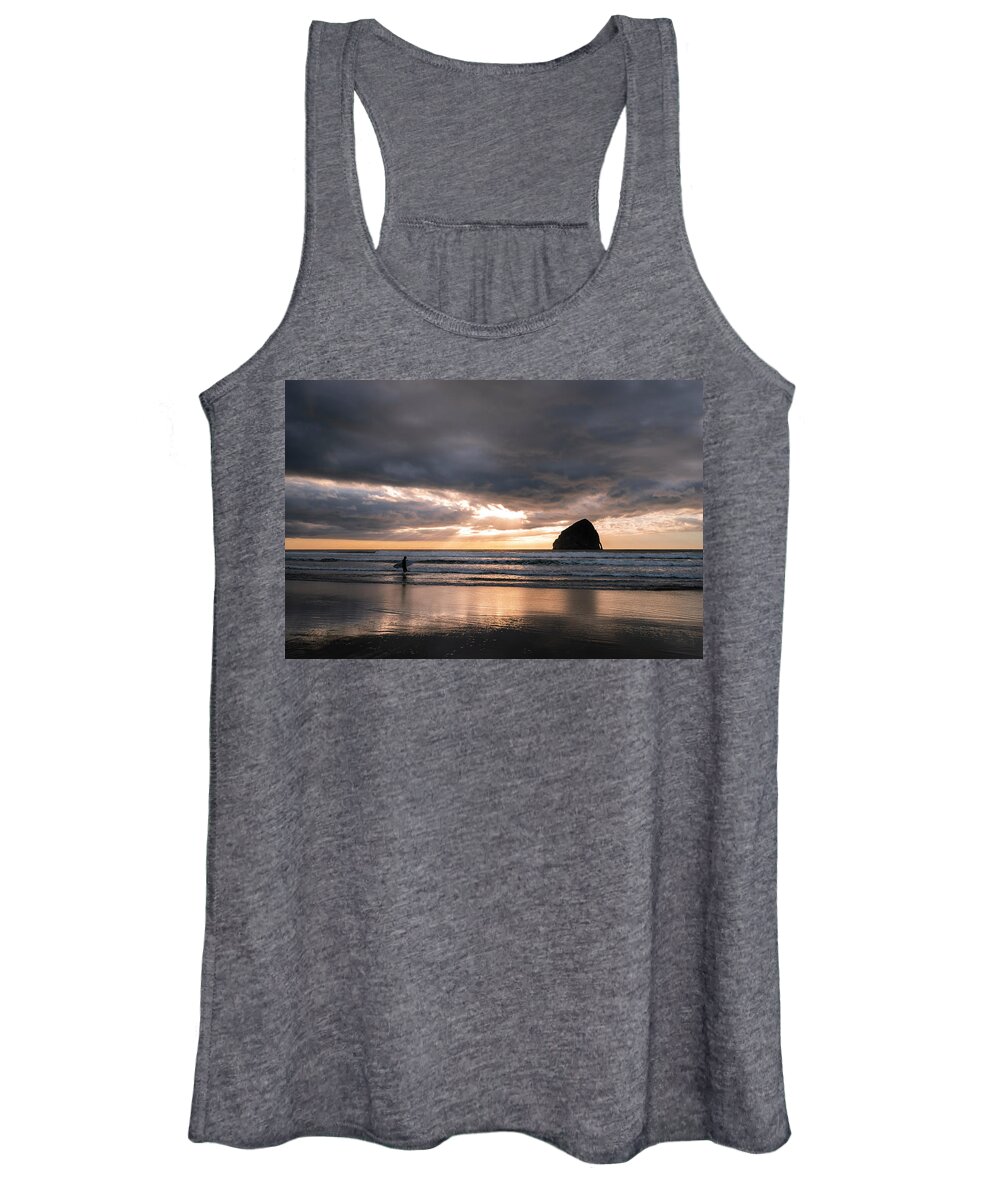 Sunset Women's Tank Top featuring the photograph Surfing Solitude by Steven Clark