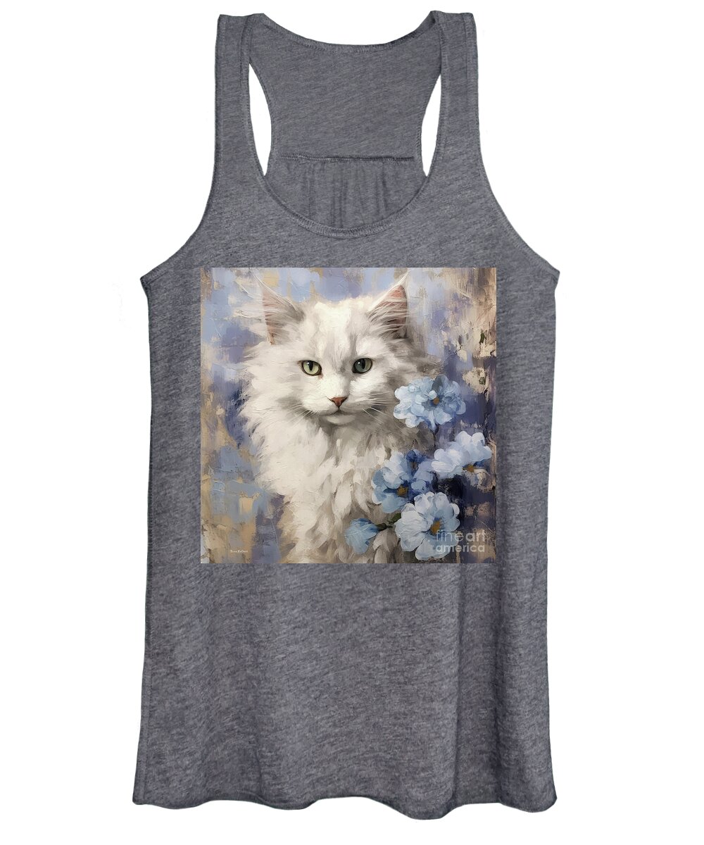 Cat Women's Tank Top featuring the painting Sweet Gardenia by Tina LeCour