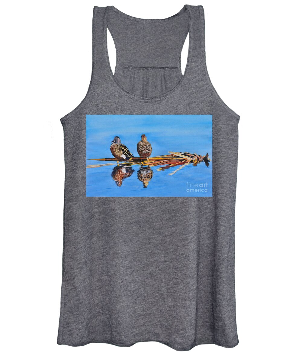 Ducks Women's Tank Top featuring the painting Table for Two by John W Walker