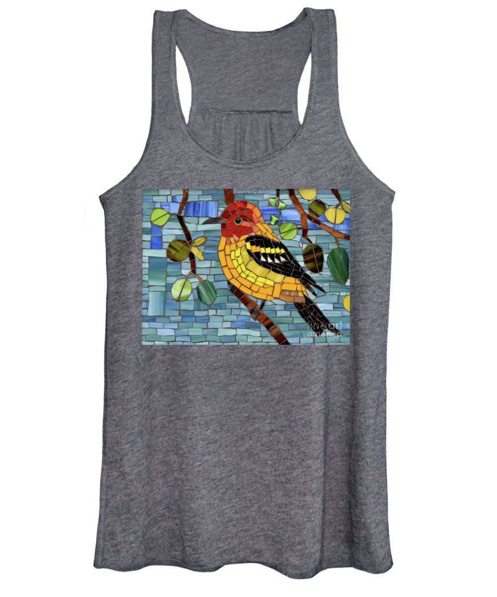 Cynthie Fisher Women's Tank Top featuring the sculpture Tanager Glass Mosaic by Cynthie Fisher
