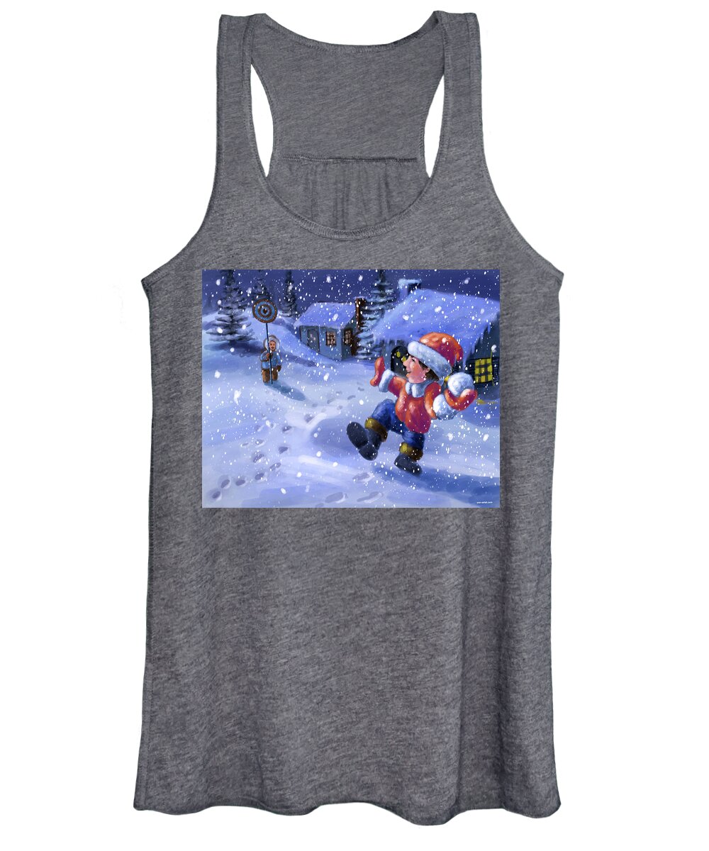 Snow Women's Tank Top featuring the digital art Target Practice by Larry Whitler
