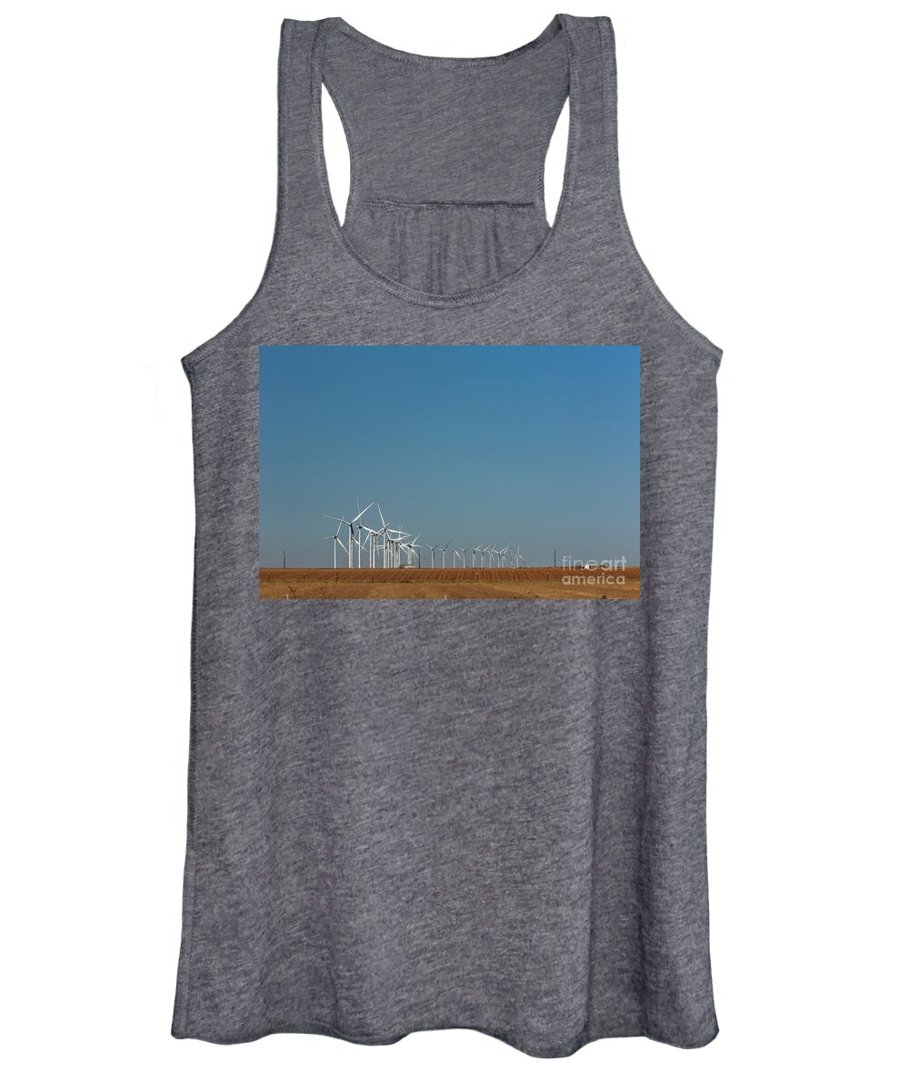 Wind Women's Tank Top featuring the photograph Texas Wind Farm by Jim West