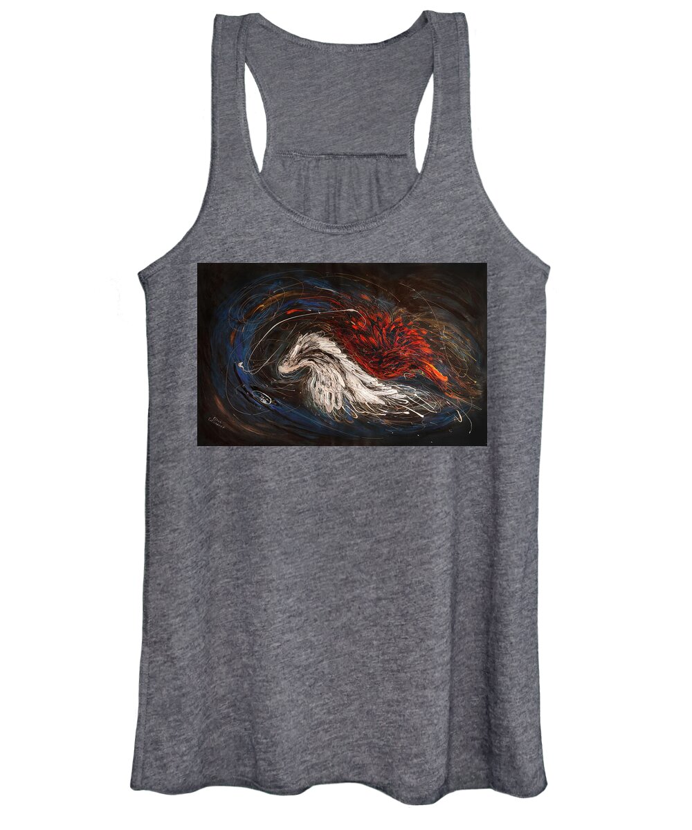 Black Background Women's Tank Top featuring the painting The Angel Wings #18. The Passion by Elena Kotliarker