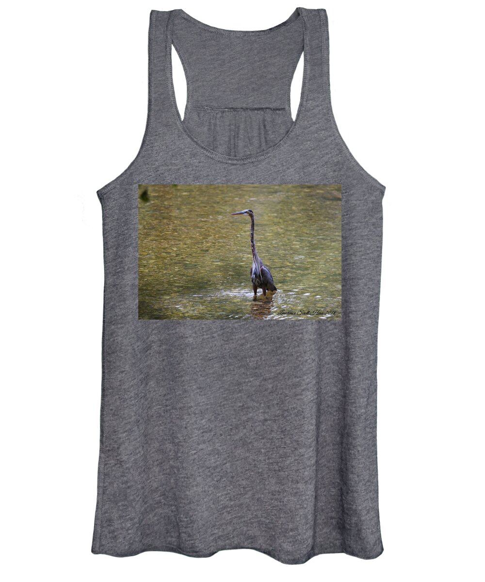 Water Women's Tank Top featuring the photograph The Blue Heron by Lawrence Hess