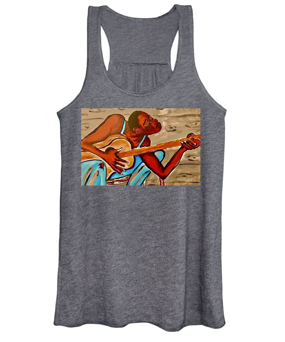  Women's Tank Top featuring the painting The Blues by Angie ONeal