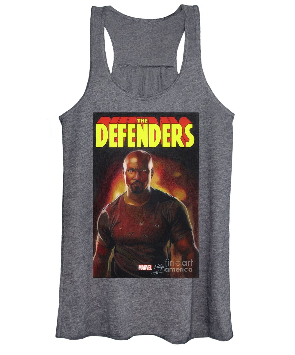 Marvel Women's Tank Top featuring the drawing The Defenders #1 by Philippe Thomas