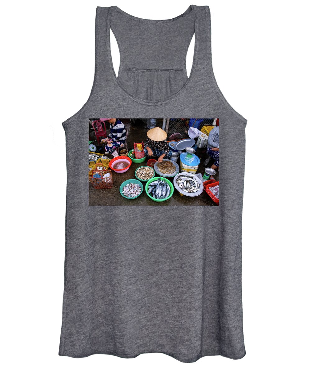 Market Women's Tank Top featuring the photograph Catch Of The Day - Street Market Vendor, Vietnam by Earth And Spirit