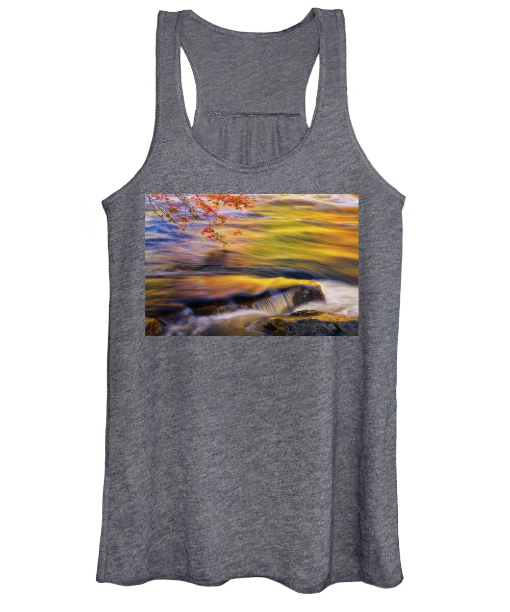 River Women's Tank Top featuring the photograph The Golden Flow by Henry w Liu