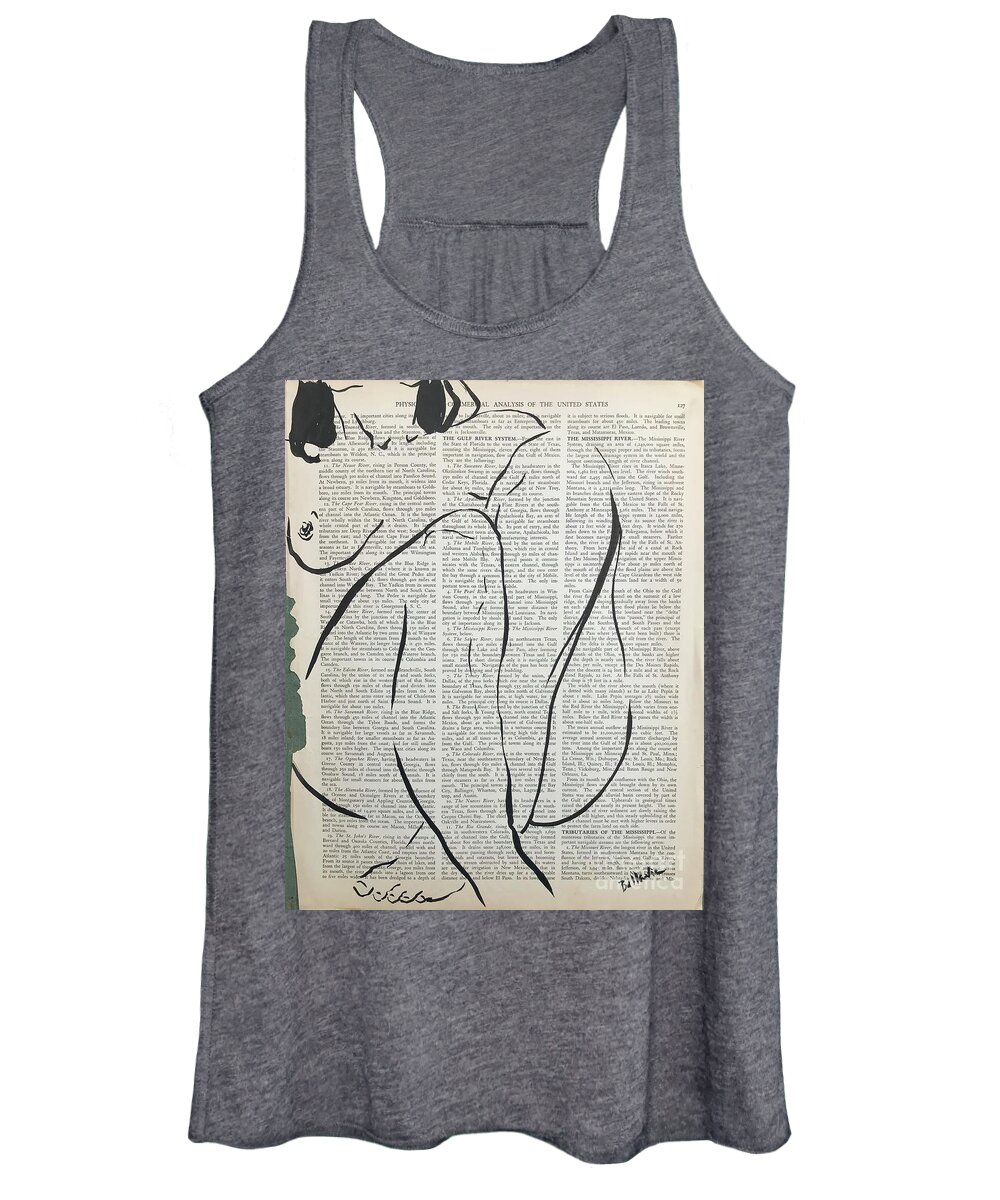 Sumi Ink Women's Tank Top featuring the drawing The Gulf River System by M Bellavia