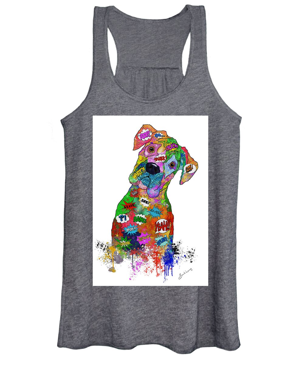 Boxer Women's Tank Top featuring the painting Doggy Pop Art -The head tilt. Need I say more? by Sannel Larson
