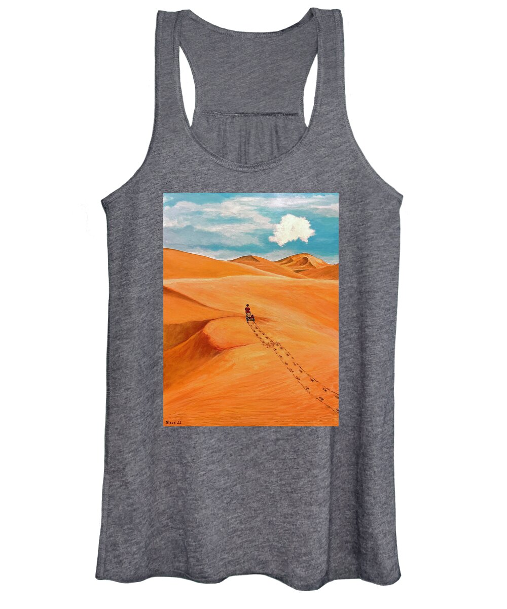 Boy And His Wagon Women's Tank Top featuring the painting The Journey by Thomas Blood