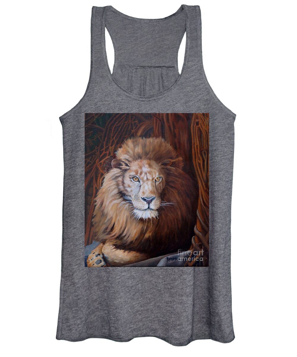 Lion Women's Tank Top featuring the painting The Lion by Ken Kvamme