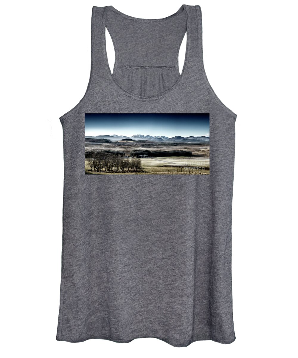 Cairngorm Women's Tank Top featuring the photograph The misty Cairngorm Mountains from the Snow Road by Phill Thornton