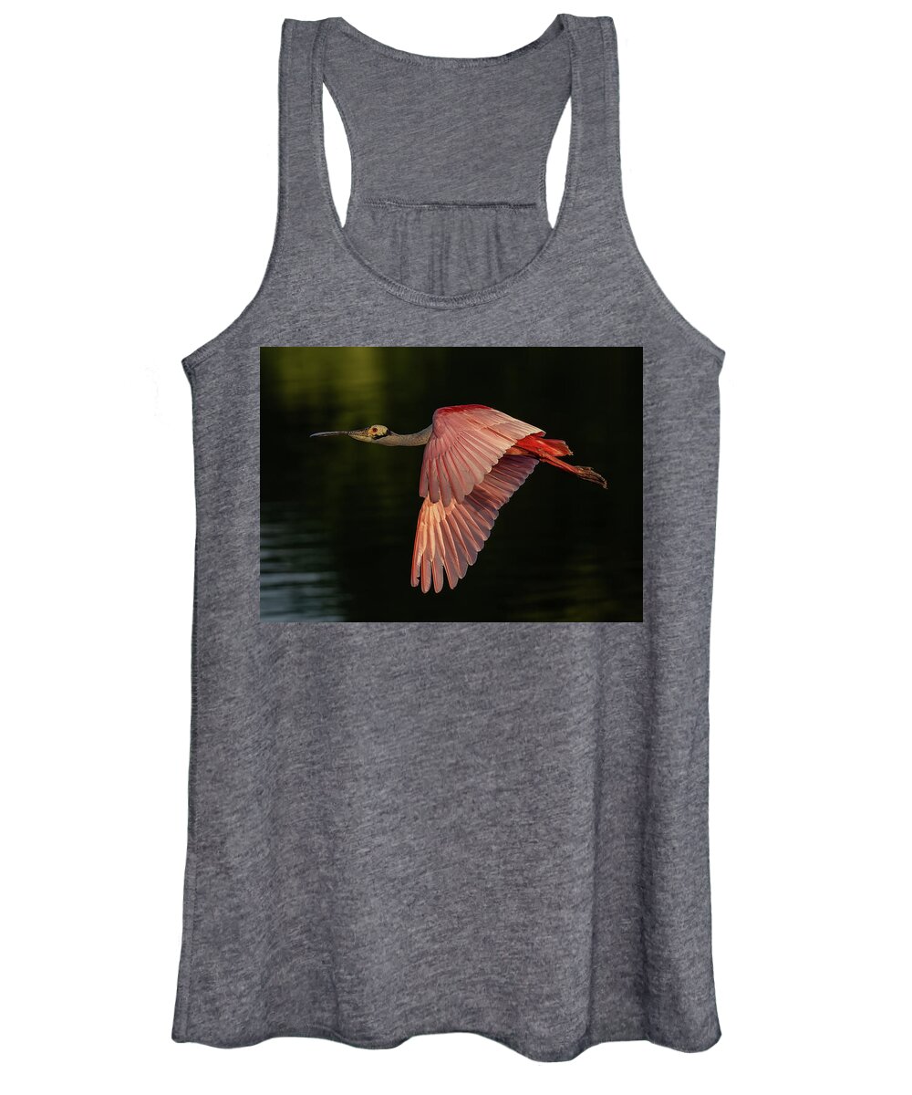 Roseate Spoonbill Women's Tank Top featuring the photograph The Morning Red Eye by RD Allen