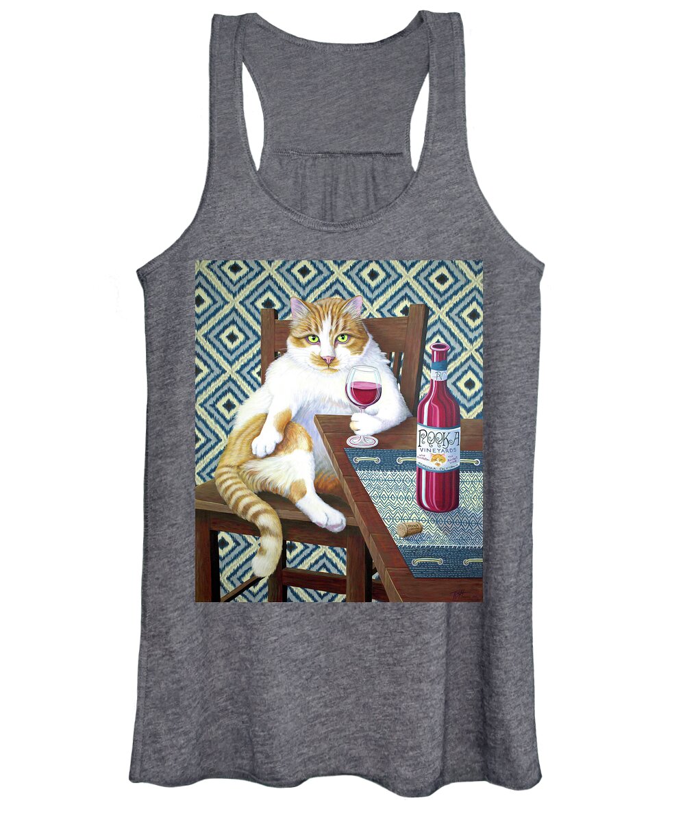 Wine Women's Tank Top featuring the painting The Purrrfect Wine by Tish Wynne