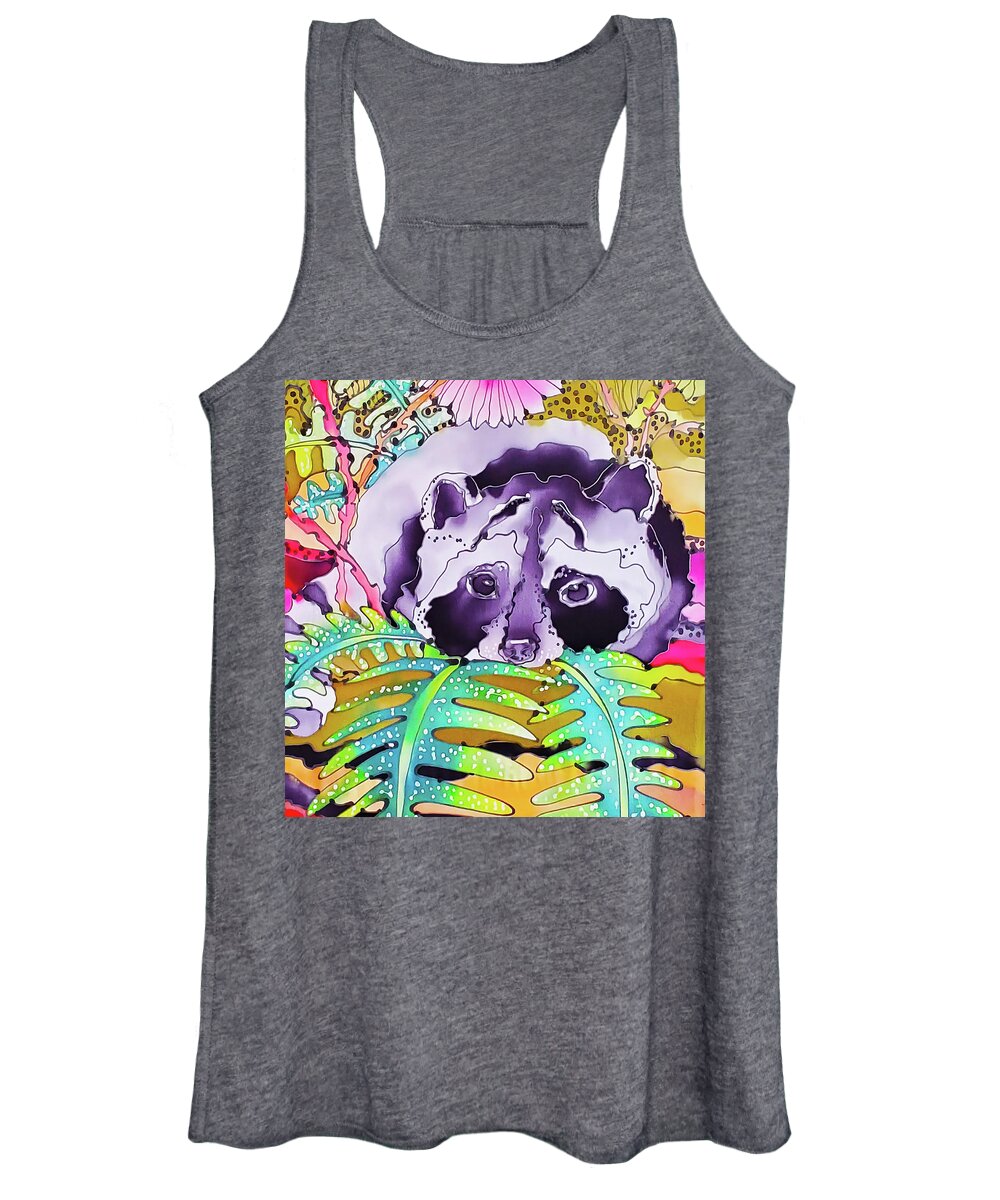 Hand Painted Silk Women's Tank Top featuring the painting The Raccoon by Karla Kay Benjamin