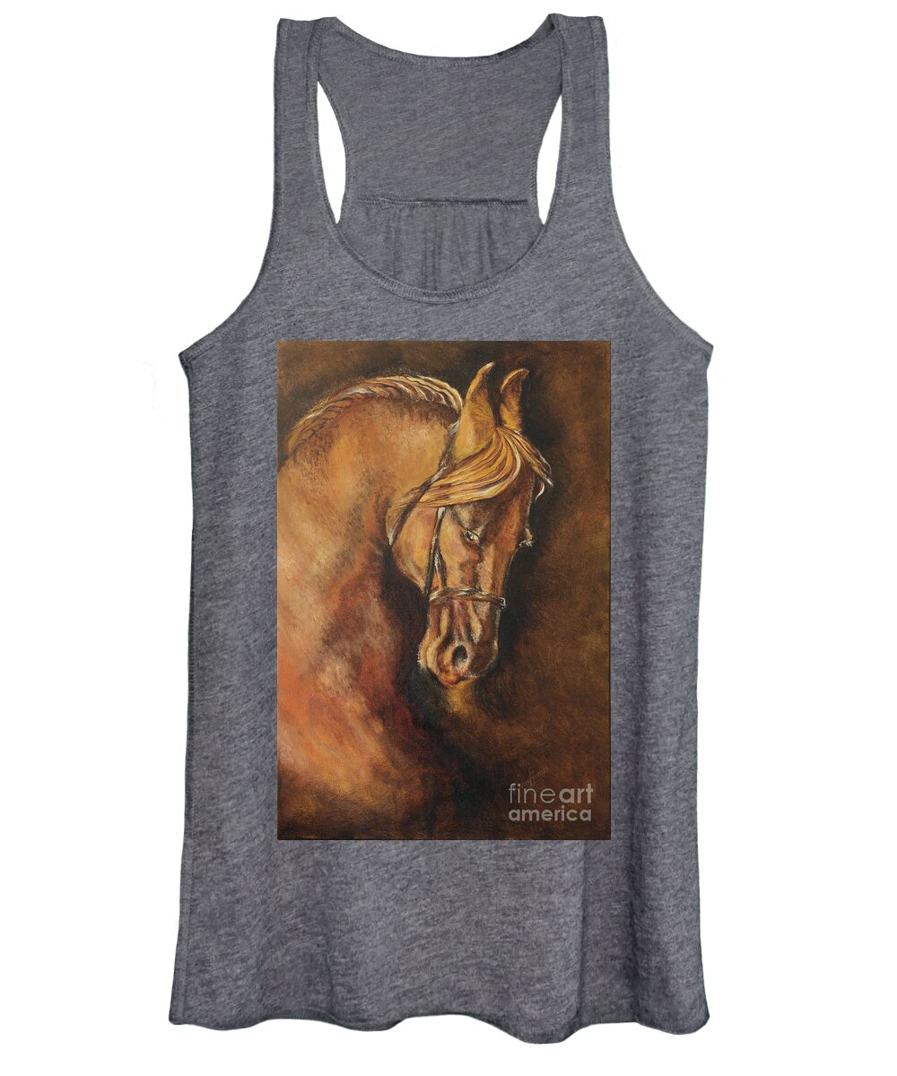 Horse Painting Women's Tank Top featuring the painting The Racer - Horse by Remy Francis