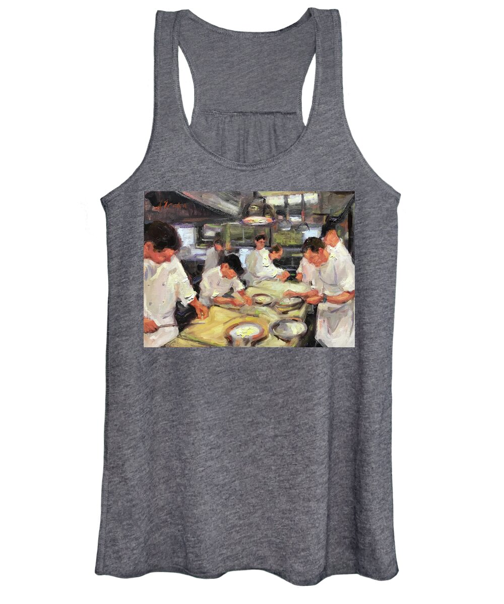 Chefs Women's Tank Top featuring the painting The Ravioli Kitchen by Ashlee Trcka