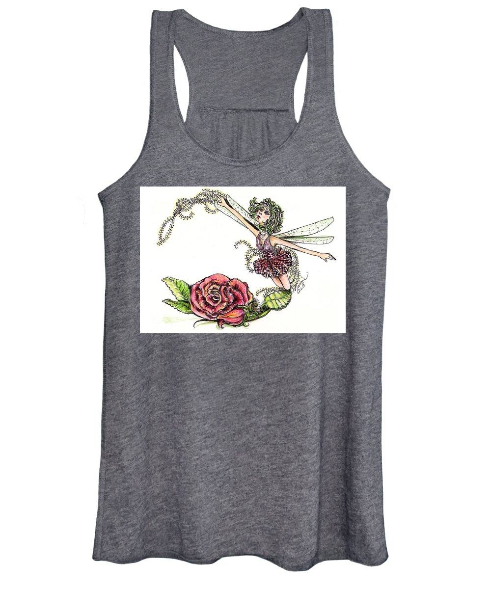 Farry Women's Tank Top featuring the drawing The Rose by Marnie Clark