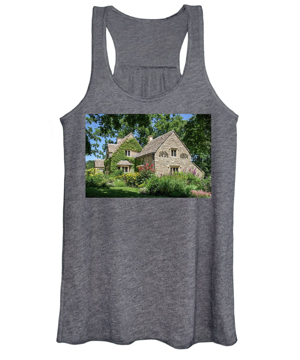 Greenfield Village Women's Tank Top featuring the photograph A Cotswold Cottage by Robert Carter