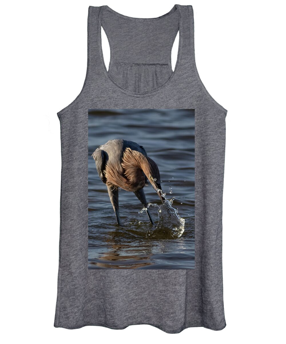 Reddish Egret Women's Tank Top featuring the photograph The Strike by RD Allen