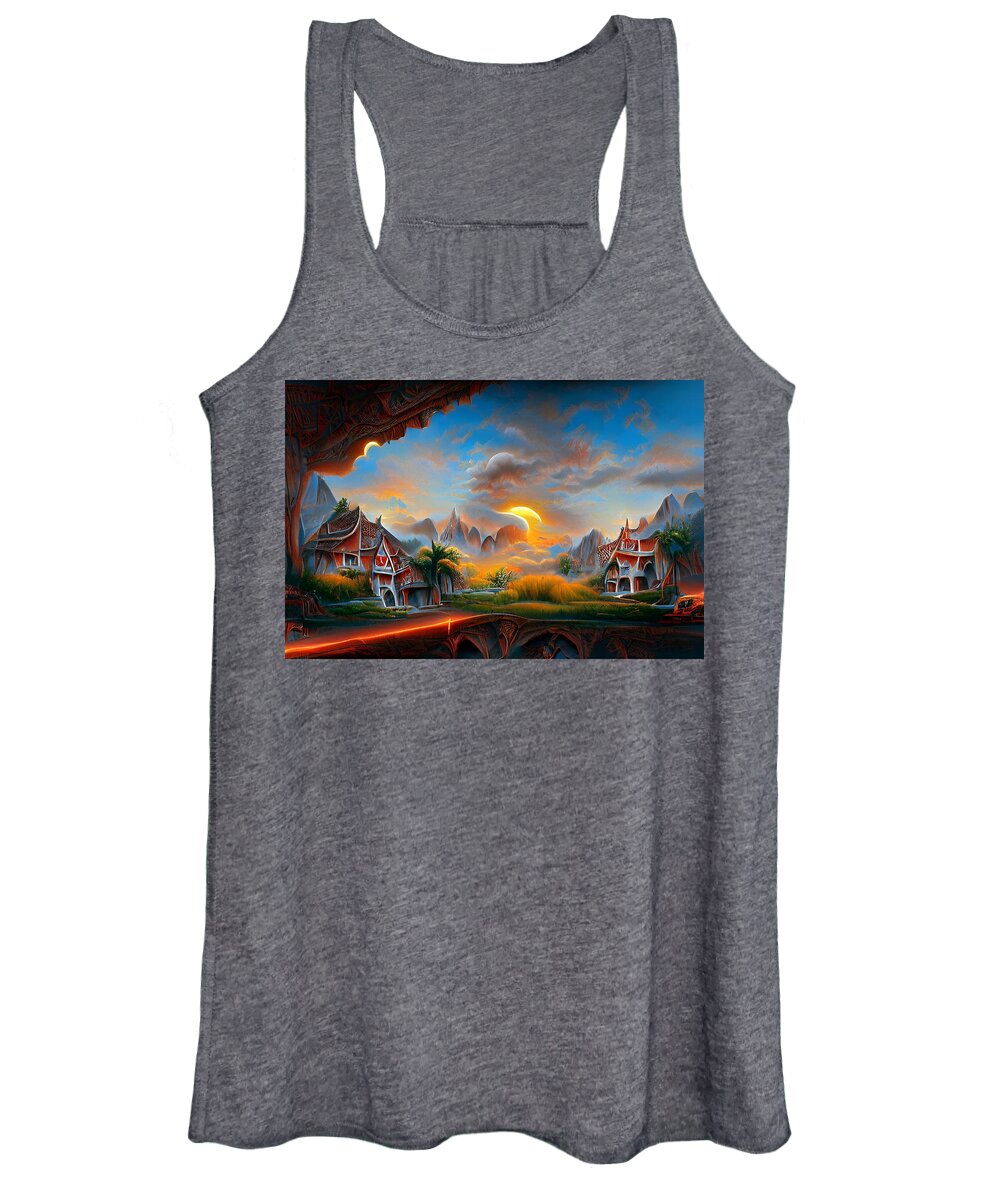 Digital Women's Tank Top featuring the digital art The Sun Says Goodnight by Beverly Read