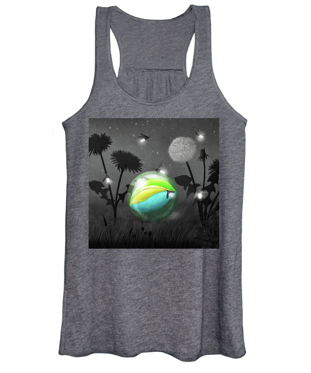 Night Women's Tank Top featuring the drawing The Wonder at Night by Eric Fan