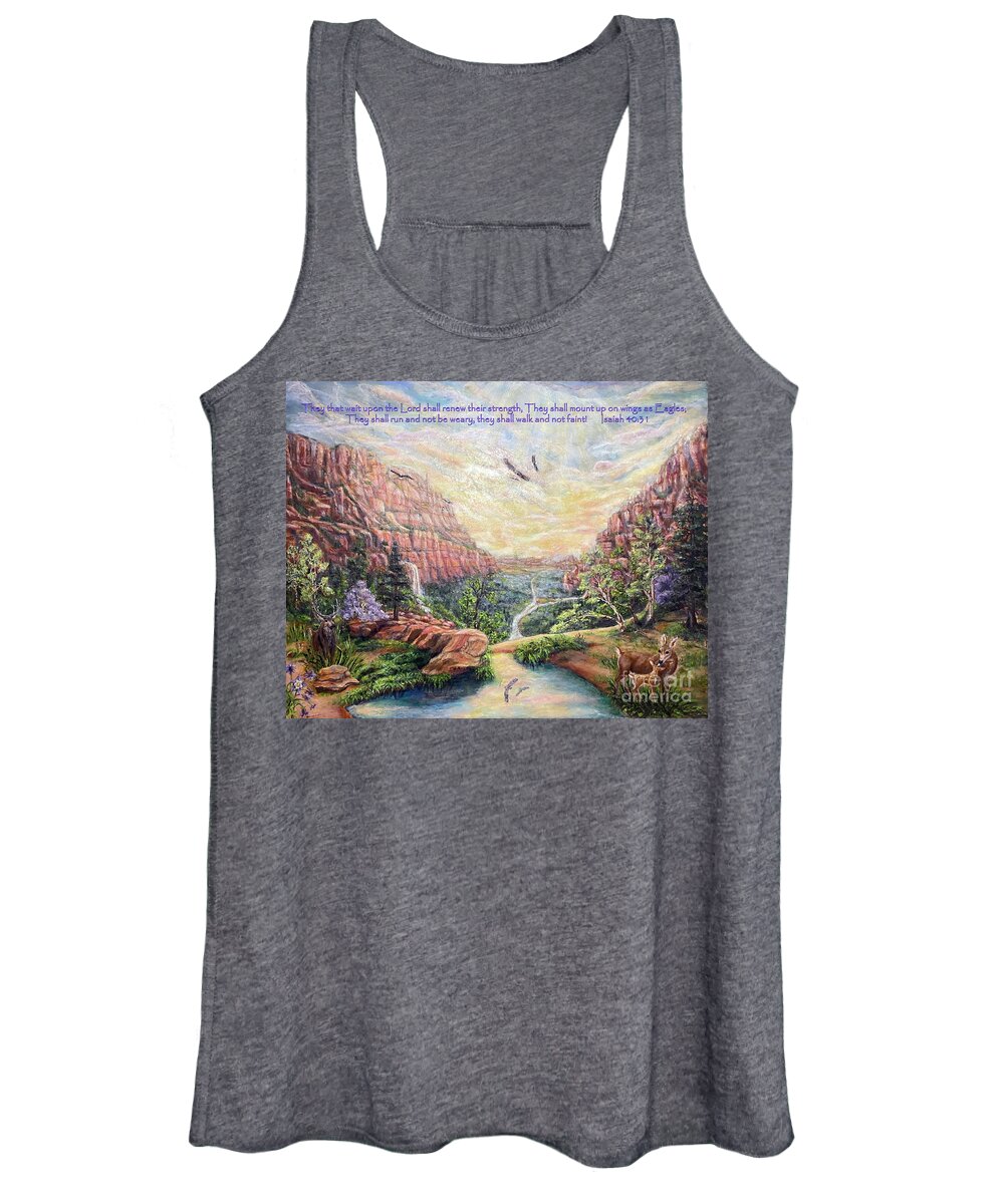 Isaiah 40:31 Women's Tank Top featuring the painting They shall soar on wings as eagles... by Bonnie Marie