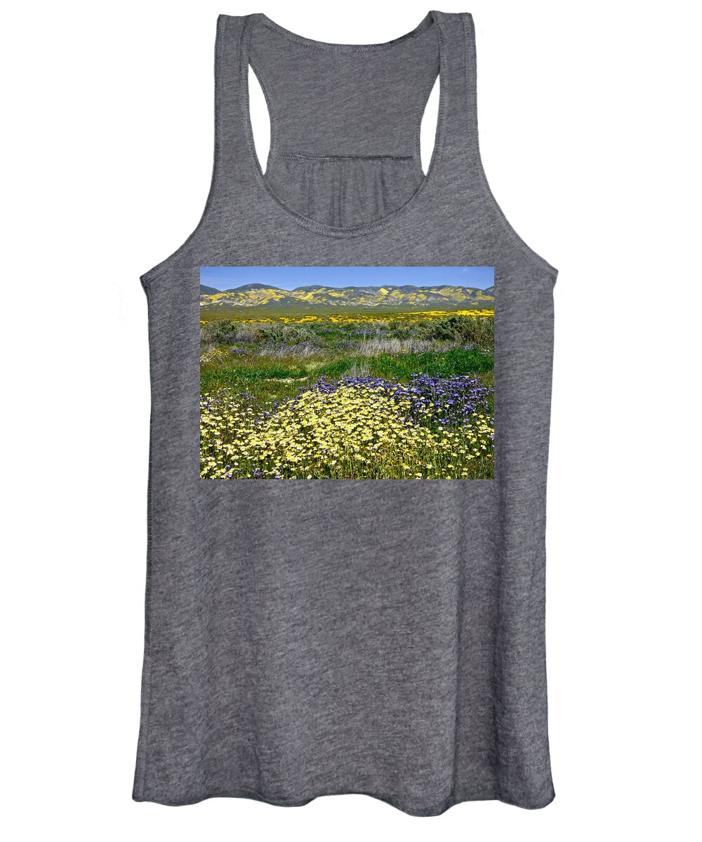 Carrizo Plain Women's Tank Top featuring the photograph Tidy Tips and Great Valley Phacelia Super Bloom Carrizo Plain by Amelia Racca