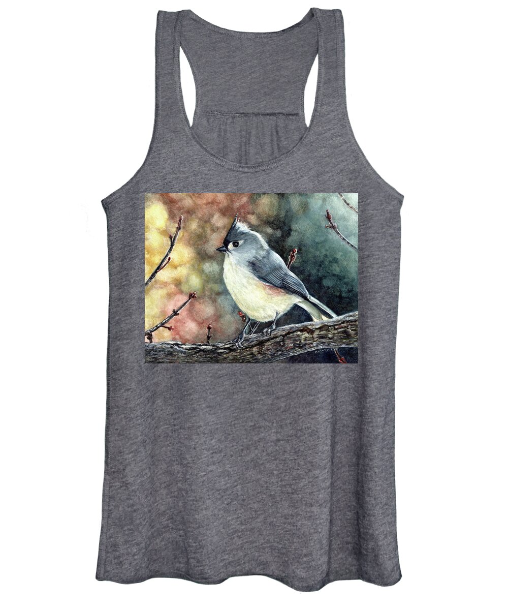 Tufted Titmouse Women's Tank Top featuring the painting Tippi the Tufted Titmouse by Shana Rowe Jackson