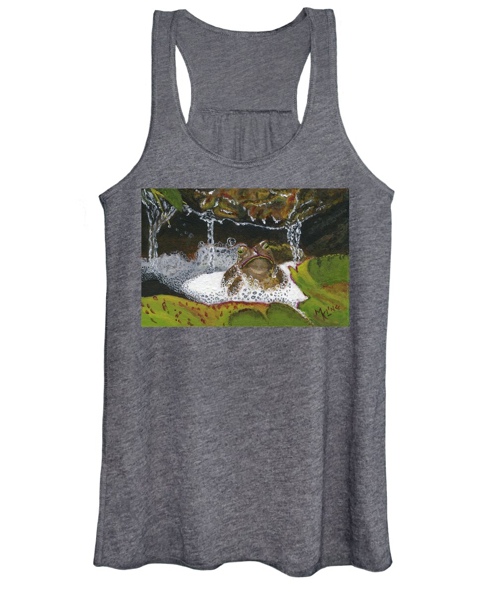 Toad Women's Tank Top featuring the painting Toadie's Bubble Bath by Mike Kling