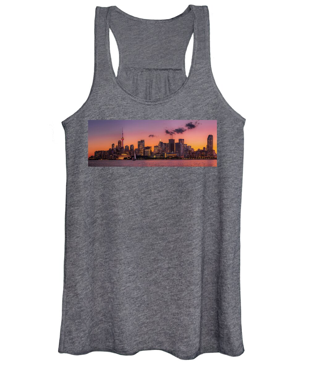 Toronto Women's Tank Top featuring the photograph Toronto Waterfront Sunset by Dee Potter