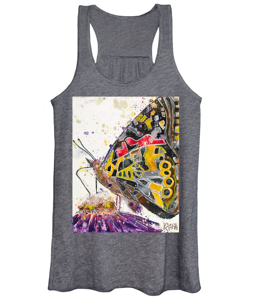 Butterfly Women's Tank Top featuring the painting Touchdown by Kasha Ritter