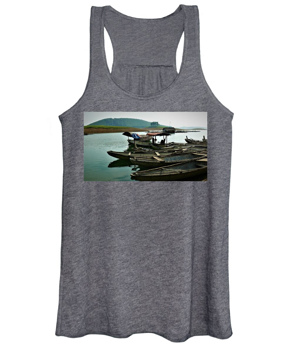 Wooden Boats Women's Tank Top featuring the photograph Traditional wooden boats in Vietnam by Robert Bociaga