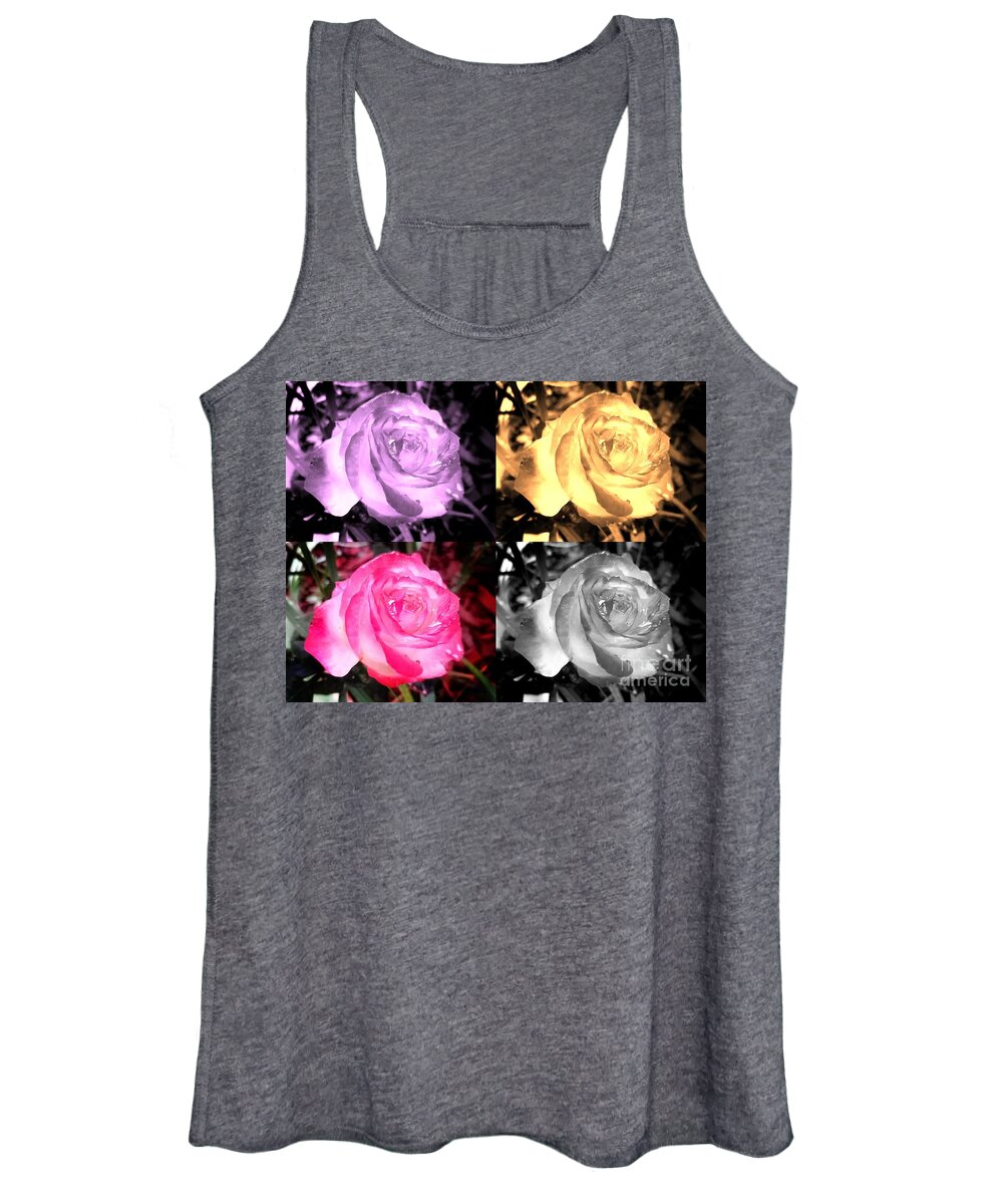 Rose Women's Tank Top featuring the photograph Transformation Of A Rose In Warhol style by Leonida Arte